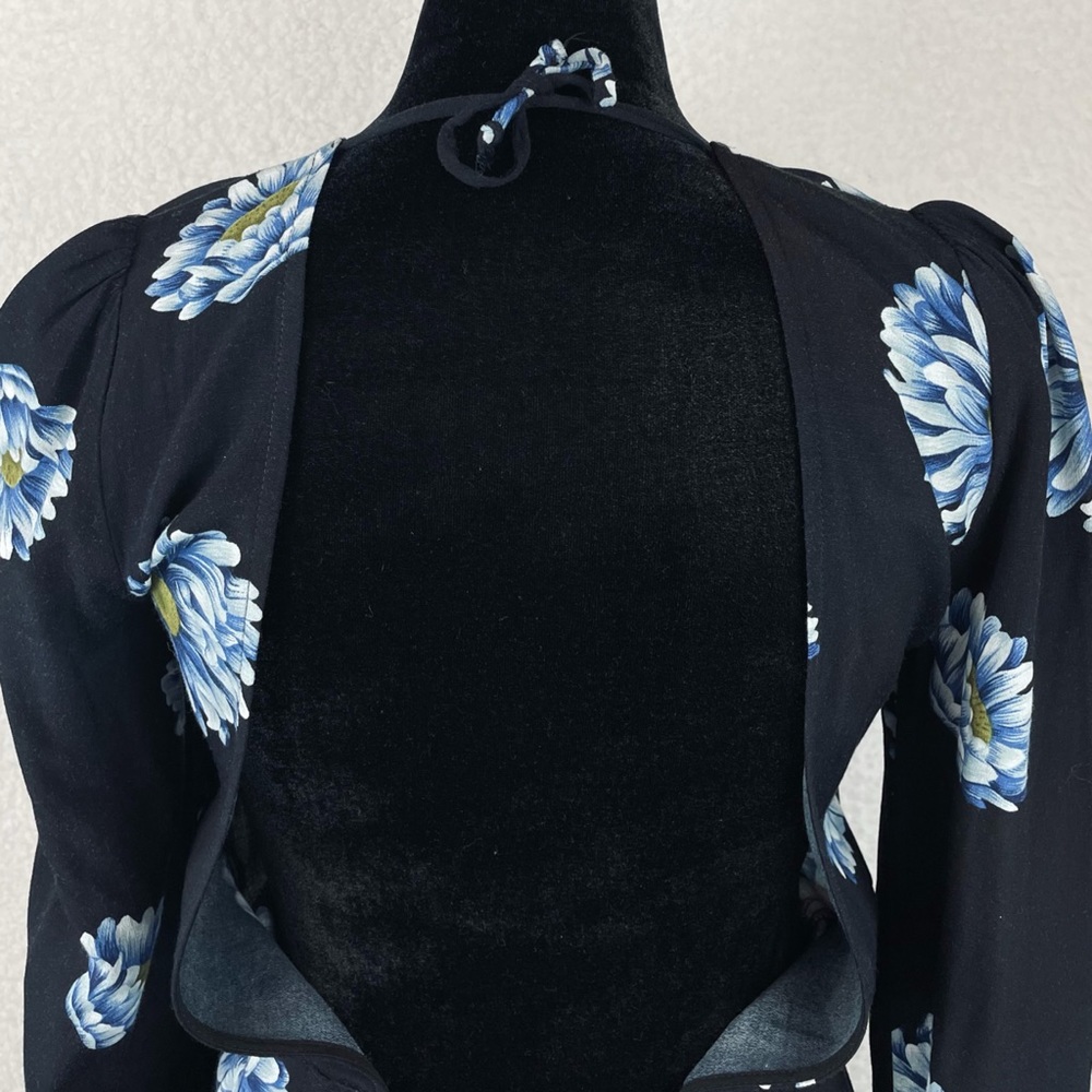 (VTG) REFORMATION • Floral Open-Back Long Sleeve Mini Dress, S - Picture 6 of 16